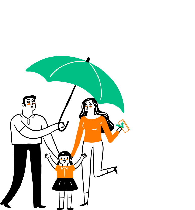 Семья с зонтом